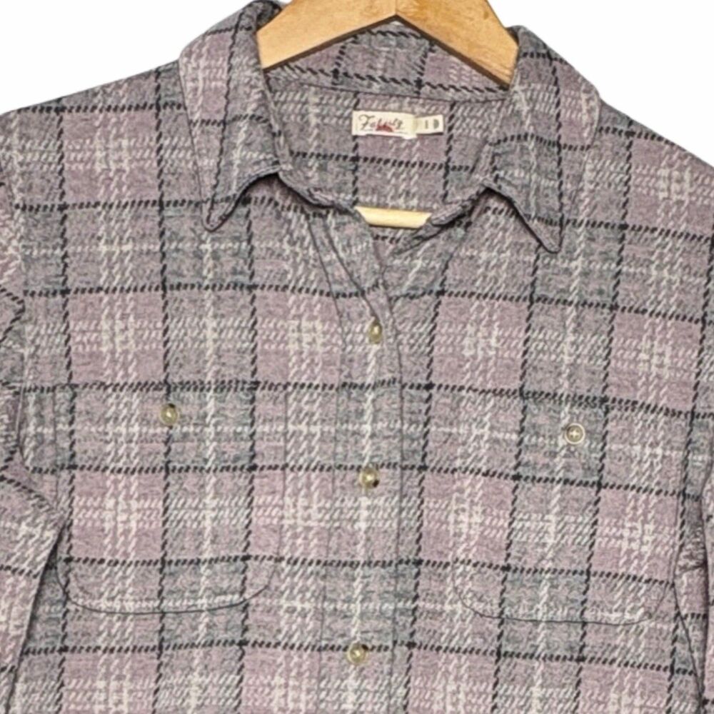 Faherty Legend Shirt Women’s Medium Pink Gray Plaid Flannel Soft Stretch Pockets - Picture 2 of 11